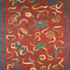 Tibetan Rug Eight Auspicious Symbols Red