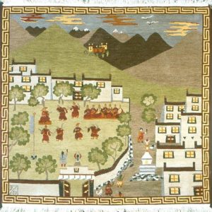 Monks in Debate Tibetan Carpet