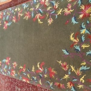 Nepal Moss Green Rug T wool and silk