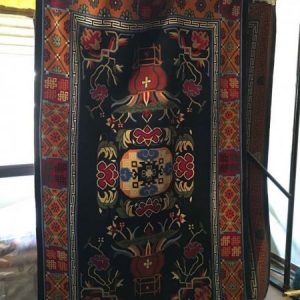 Tibetan Rug Blue Gold Border